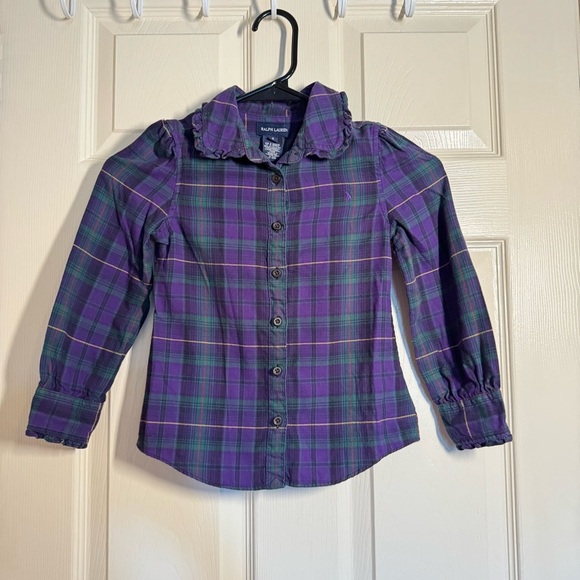 Ralph Lauren Kids Purple Plaid Button Down Shirt - Picture 1 of 10